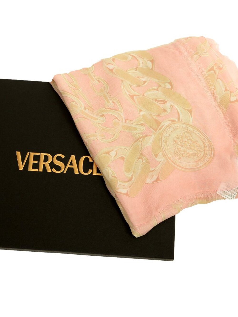 Versace Pink Medusa & Chain Print Shawl Scarf